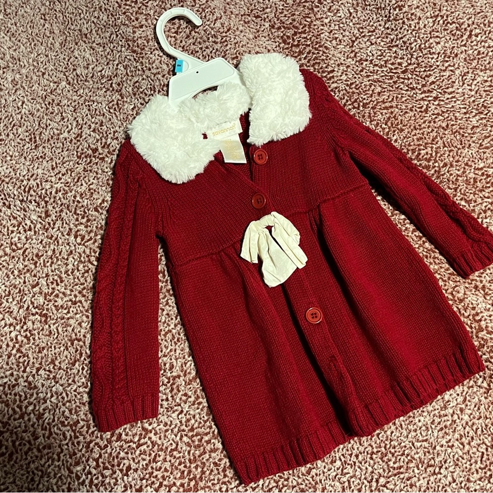 Savannah red and white holiday sweater dress 24m